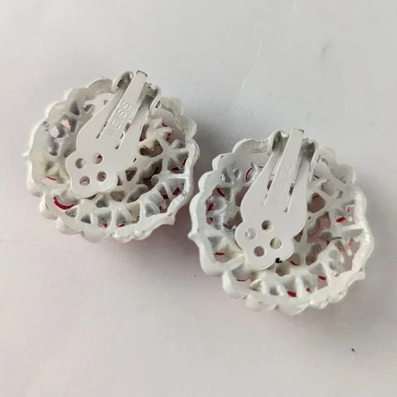 Vintage 50s/60s Red Bouquet Clip-on Earrings - Picture 6 of 7